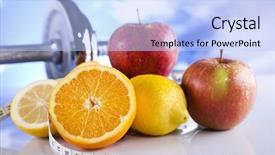  Presentation with dumbell - Presentation theme having fitness dumbell and blue sky background and a  colored foreground