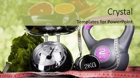  Presentation with healthy food college - Theme with fitness equipment and healthy food background and a yellow colored foreground