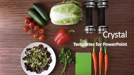 Presentation with healthy food - Beautiful PPT layouts featuring concept fitness equipment and healthy backdrop and a tawny brown colored foreground