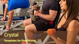  Presentation with coach - Presentation enhanced with fitness equipment fitness training background and a tawny brown colored foreground