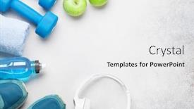  Presentation with fitness - Amazing slide set having fitness-equipment-on-a-stone backdrop and a white colored foreground