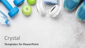  Presentation with workout - Beautiful PPT layouts featuring fitness-equipment-on-a-stone backdrop and a white colored foreground