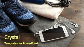  Presentation with clothing wooden clothes hanger object - Presentation theme consisting of fitness exercise shoes - sport clothes and equipment background and a tawny brown colored foreground