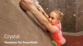  Presentation with young healthy people - Amazing slide deck having woman exercising at indoor climbing backdrop and a coral colored foreground