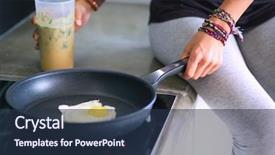  Presentation with healthy food - Slides enhanced with fitness girl cooking healthy food background and a  colored foreground