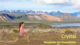  Presentation with lung - Slides enhanced with fitness girl doing lunges exercise background and a coral colored foreground
