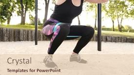  Presentation with hip joint - PPT theme with fitness-girl-doing-squats-legs background and a lemonade colored foreground