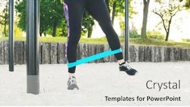  Presentation with hip joint - Slide set having fitness-girl-doing-workout-legs background and a white colored foreground