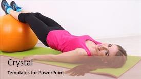  Presentation with gym ball - Audience pleasing slide set consisting of fitness girl exercising with orange backdrop and a  colored foreground