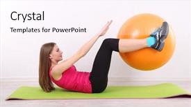  Presentation with gym ball - Presentation theme having fitness girl exercising with orange background and a  colored foreground