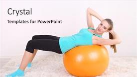  Presentation with gym ball - Presentation design consisting of fitness girl exercising with orange background and a pink colored foreground