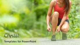  Presentation with running shoes - Slide set enhanced with fitness-girl-getting-ready background and a mint green colored foreground