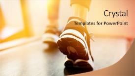  Presentation with treadmill - Cool new theme with fitness girl running on treadmill backdrop and a blonde colored foreground