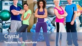  Presentation with young people diversity - Amazing presentation having fitness group in gym old backdrop and a  colored foreground