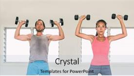  Presentation with exercise class - Amazing slides having fitness gym couple training arms backdrop and a light blue colored foreground