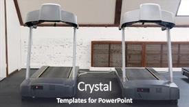  Presentation with machines - Slide set having fitness hall with fitness machines background and a  colored foreground