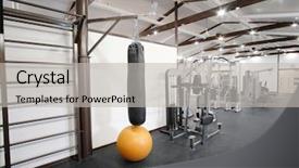  Presentation with machines - Slide set having fitness hall with fitness machines background and a  colored foreground