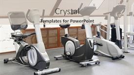  Presentation with machines - Audience pleasing presentation consisting of fitness hall with fitness machines backdrop and a soft green colored foreground