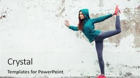  Presentation with sportswear - Theme with fitness hipster girl in fashion background and a light gray colored foreground