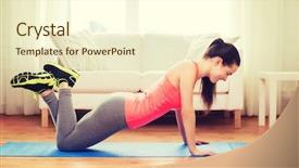  Presentation with teenage girl - Cool new presentation theme with fitness home and diet concept backdrop and a cream colored foreground