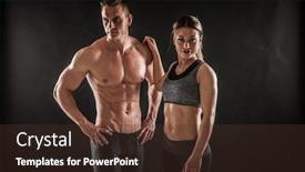  Presentation with healthy lifestyle - Presentation design enhanced with fitness-in-gym-sport background and a tawny brown colored foreground