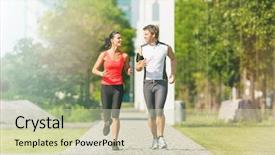  Presentation with urban - Amazing slide set having fitness in the city backdrop and a soft green colored foreground