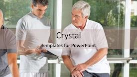  Presentation with crossfit fitness trx training exercises - Slide set consisting of fitness instructor explaining training plan background and a coral colored foreground