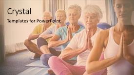  Presentation with fitness for senior citizens - Theme enhanced with fitness instructor in retirement house background and a lemonade colored foreground