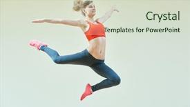  Presentation with aerobics - Amazing presentation theme having fitness instructor jumping during aerobics backdrop and a  colored foreground