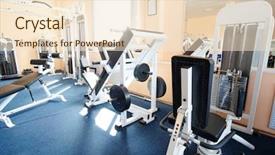  Presentation with physical fitness - PPT theme featuring fitness machines in a fitness background and a  colored foreground