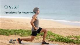  Presentation with lung - PPT theme with fitness man doing lunges leg background and a lemonade colored foreground