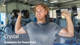  Presentation with military - Colorful PPT theme enhanced with fitness man doing military presses backdrop and a gray colored foreground