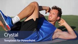  Presentation with fitness - Slide deck having ab - sit ups - fitness man background and a ocean colored foreground