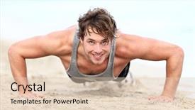  Presentation with twenties - Cool new PPT theme with fitness man exercising push ups backdrop and a lemonade colored foreground