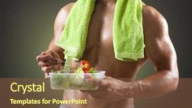  Presentation with fresh man chemistry - Presentation theme consisting of fitness man holding a bowl background and a tawny brown colored foreground