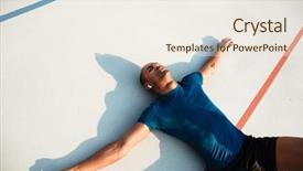  Presentation with track field - Audience pleasing PPT theme consisting of fitness man in earphones rest backdrop and a sky blue colored foreground