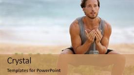  Presentation with training - Slide set featuring fitness man training squat background and a coral colored foreground