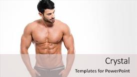  Presentation with fitness - Slide set having fitness man with nude torso background and a lemonade colored foreground