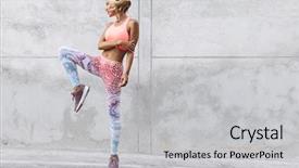  Presentation with fitness clothing - Presentation design with fitness model in fashion sportswear background and a light gray colored foreground