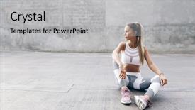  Presentation with fitness clothing - Audience pleasing presentation theme consisting of fitness model in sportswear posing backdrop and a light gray colored foreground