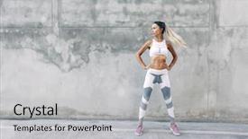  Presentation with fitness clothing - Presentation theme consisting of fitness model in sportswear posing background and a light gray colored foreground