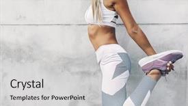  Presentation with sports shoes - Cool new presentation theme with fitness model in sportswear posing backdrop and a light gray colored foreground