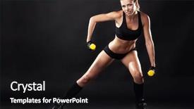  Presentation with black woman - PPT layouts having fitness muscle - beautiful slim woman with dumbbells background and a black colored foreground