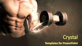  Presentation with weight lifting - Theme featuring fitness muscle - bodybuilder lifting weight with energetic background and a tawny brown colored foreground