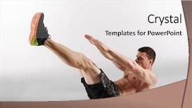  Presentation with young - Presentation theme with fitness muscle - picture of concentrated young sportsman background and a  colored foreground