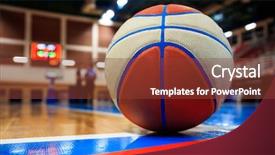  Presentation with basketball court - Theme with fitness orange blue - basketball ball on court floor background and a tawny brown colored foreground