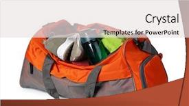  Presentation with blue orange white - Audience pleasing presentation theme consisting of fitness orange blue - sports bag with sports equipment backdrop and a light gray colored foreground