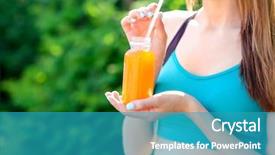  Presentation with detox - PPT layouts consisting of fitness orange blue - sportswoman drinking detox juice background and a  colored foreground