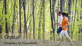  Presentation with blue orange - Audience pleasing presentation design consisting of fitness orange blue - woman and man jogging backdrop and a mint green colored foreground