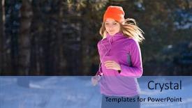  Presentation with winter forest - Cool new slides with fitness orange blue - young woman running backdrop and a teal colored foreground